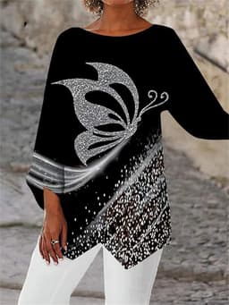 image-Cross-border Geometric Print Long Sleeve Shirt