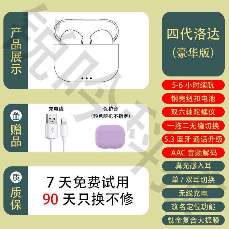 image-Huaqiang North is suitable for Apple wireless Bluetooth headset Yuehu Luoda 1562A two, three, four and five generations of noise reduction