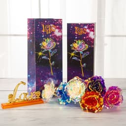 image-24K Gold Foil Rose LED Light - Purple Gift Set