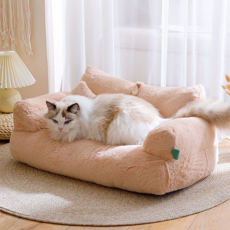image-LEZIZI XXL Warm Cat Sofa - Flannel Pet Kennel Bed Mat Universal Cat Supplies