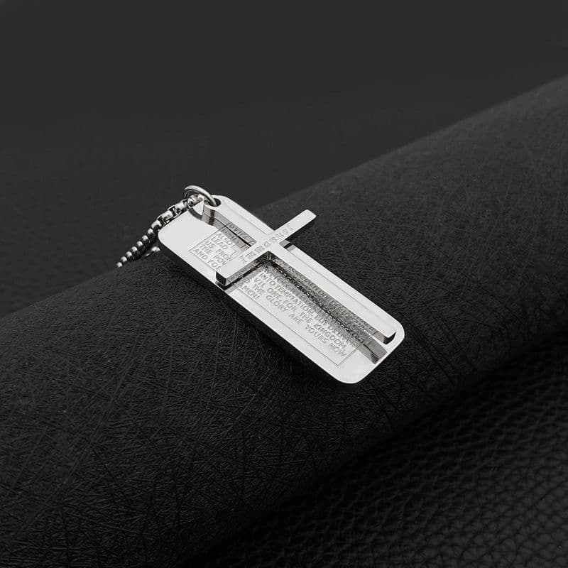 image-Men's Titanium Steel Cross Necklace Triple Use - Type B (63 characters)