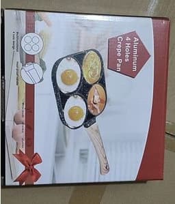 image-Non-Stick Aluminum 4-Hole Omelette Pan 18cm
