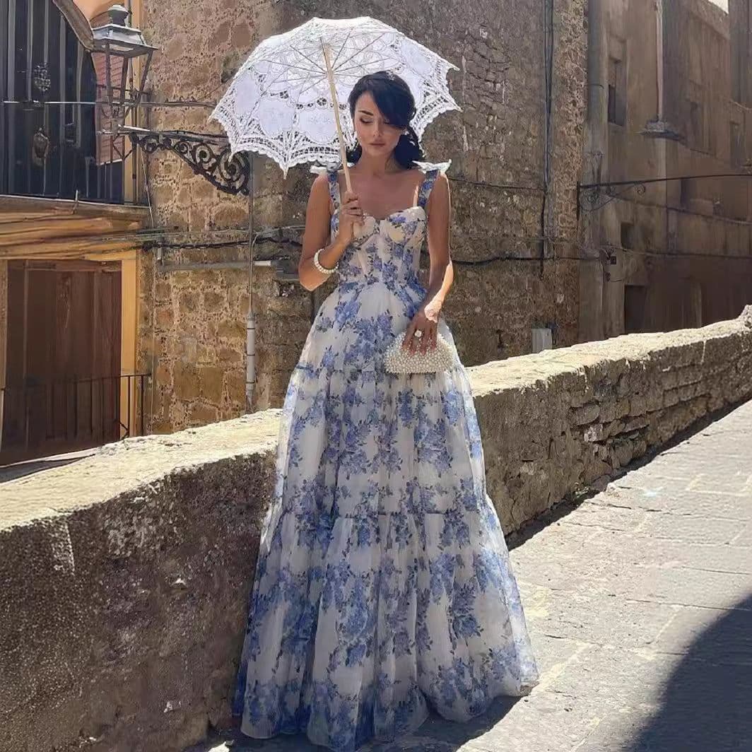 image-Polyester Midi Dress - Halter Sleeveless Floral