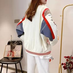 image-Baseball Jacket - Apricot Embroidered Hip Hop 3XL