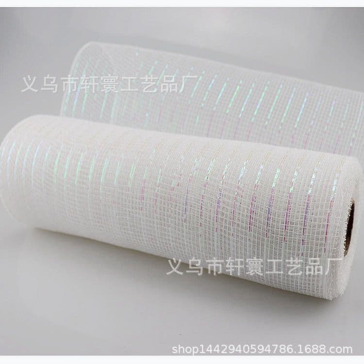 image-Christmas Wire Mesh Packaging - Red & White Strips 26cm x 10yds