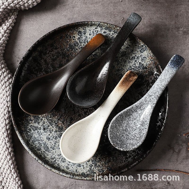 image-Creative Ceramic Spoon - Sesame Gold Flower