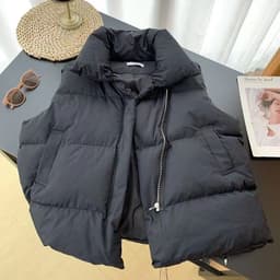 image-Cotton vest women's 2022 autumn and winter Korean version of the small fragrance stand-up collar new sleeveless cotton vest vest wearing vest jacket trendy