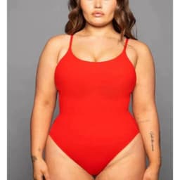 image-Women's One-Piece Swimsuit 4XL Milk Silk Solid