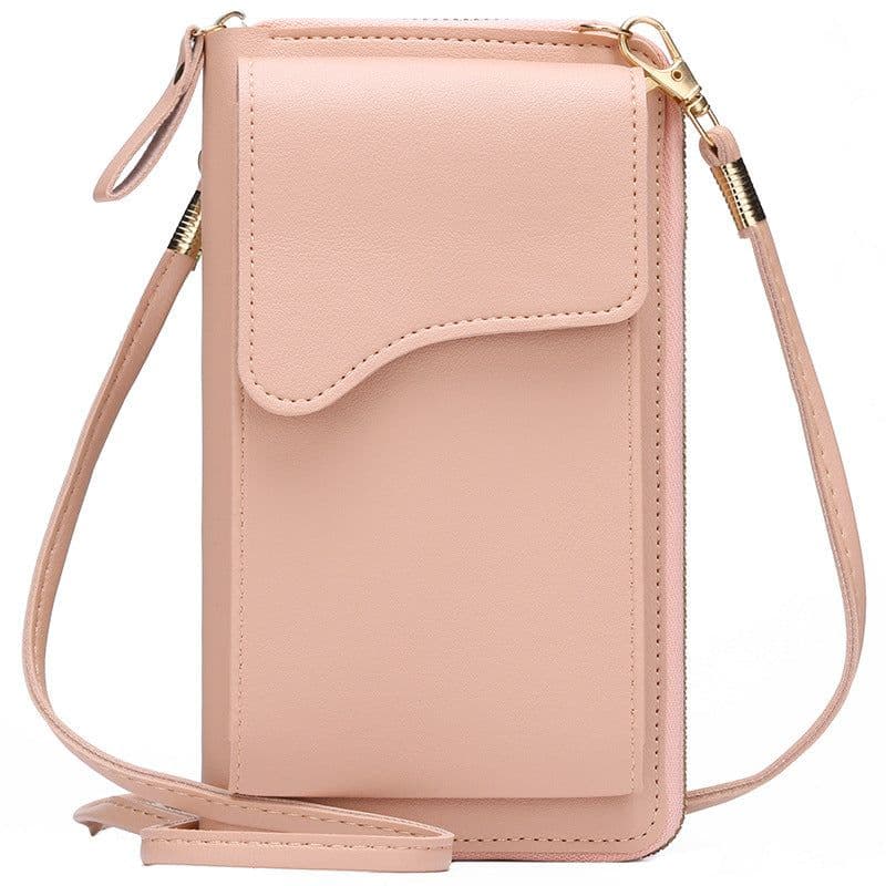 image-Light Purple PU Leather Phone Bag - Korean Style