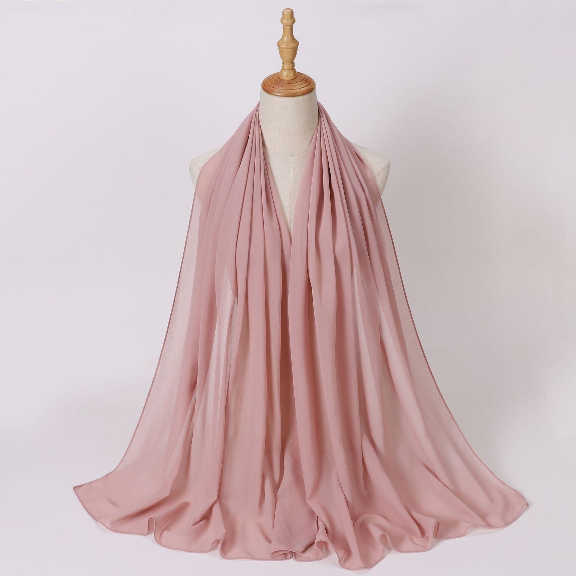 image-Weicai Chiffon Hijab Scarf - Gray Coffee 175x70cm