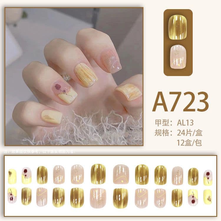 image-Fresh French flowers, cute ins wind, ice and transparent stars, long style, short style, white, high-end manicure and wearable nails
