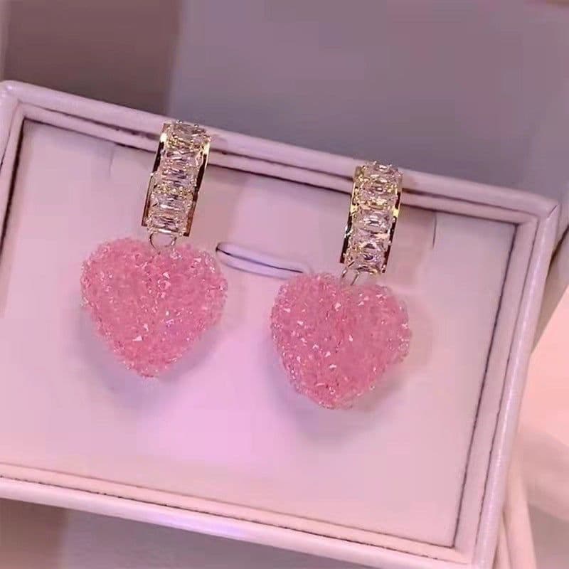 image-Heart-Shaped Stud Earrings - Women's Fresh Sweet