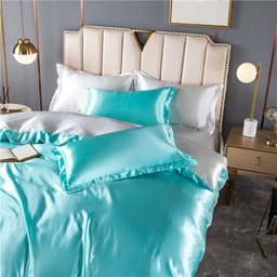 image-4-Piece Ice Silk Bedding Set - Pink Silver Gray