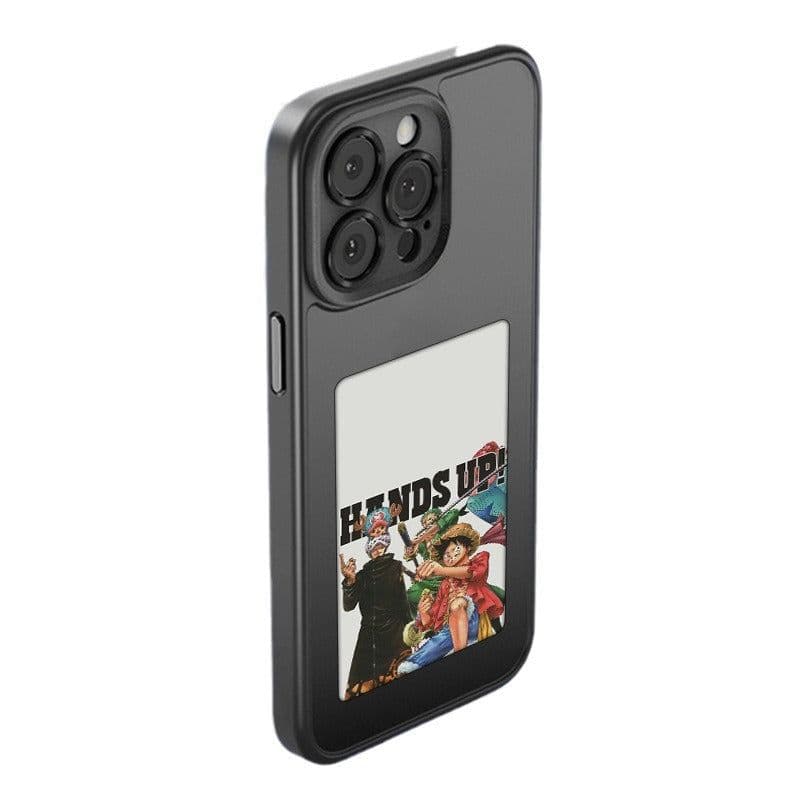 image-DIY Ink Screen Phone Case for iPhone 14/15Pro - Black, Shockproof, NFC