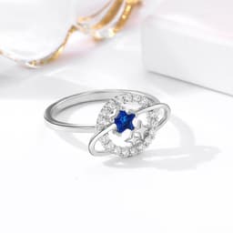 image-Sterling Silver Planet Ring, Women's 5-Pointed Starry Sky Theme
