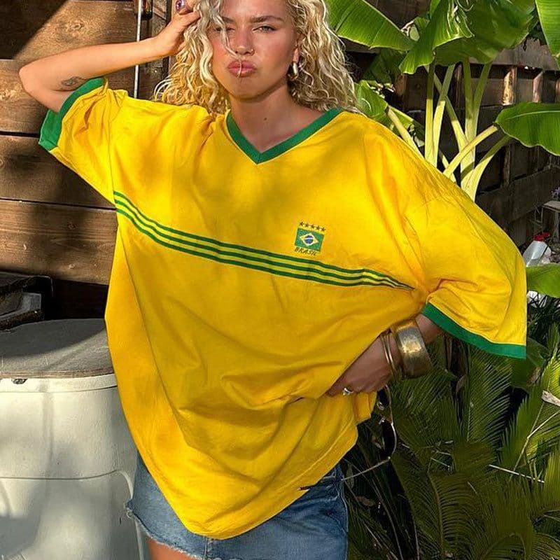 image-European American Y2K Blue Crop Top - Slim Fit