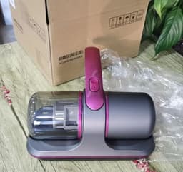 image-Wireless Handheld Vacuum Cleaner - High Suction, Mite Remover, Gray Purple, 12V