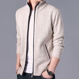 image-Men's Cardigan Sweater Jacket - Polyester Thick Long Sleeve