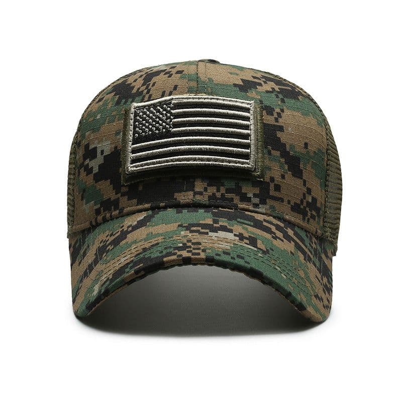 image-American Flag Baseball Cap - Blue Mesh Men's Outdoor Velcro Cap