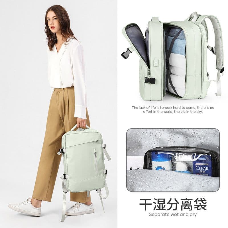 image-Travel Backpack 36-55L Nylon Computer Bag Off White