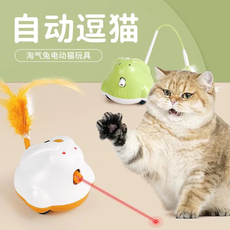 image-Electric cat toys cat feather fishing rod cat teasing stick turntable pet automatic self-hilarious laser cat teasing toys