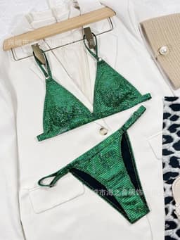 image-2023 new swimsuit foreign trade cross-border swimsuit solid color sequin European and American sexy bikini split women's bikini