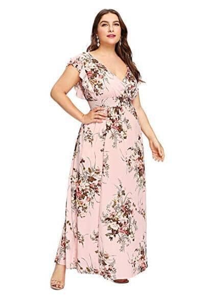 image-Women's Chiffon Dress - Ruffled Sleeves Elastic Waist Print