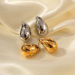 image-18K Gold Plated Stainless Steel Zircon Earrings Women
