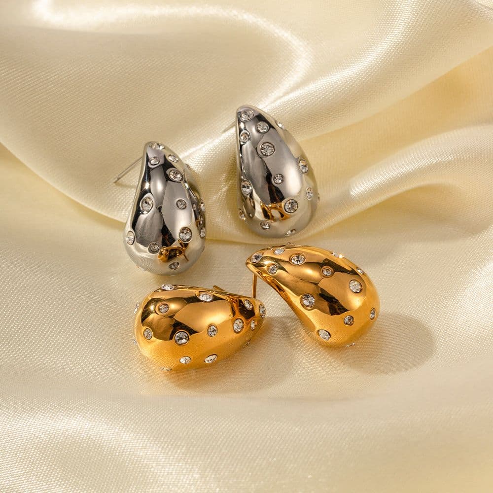 image-18K Gold Plated Stainless Steel Zircon Earrings Women