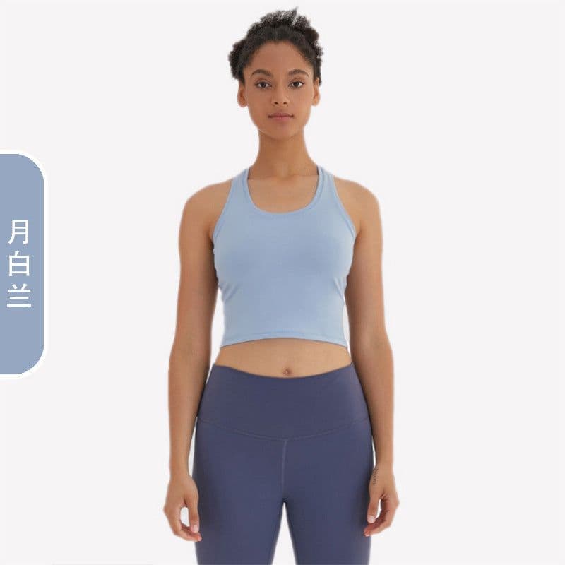 image-Yoga Sports Vest - Moisture Wicking, High-Elastic, Black, Sleeveless, Nylon