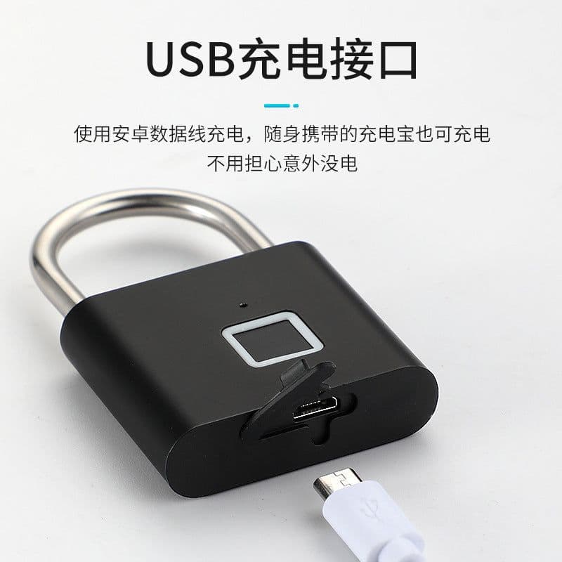 image-Smart Fingerprint Padlock Outdoor Waterproof Antirust Padlock Smart Electronic Padlock Head Door Anti-theft Combination Lock Cabinet
