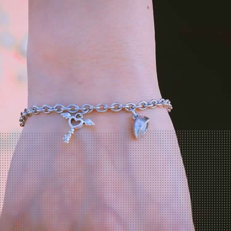 image-Simple Love Heart Bracelet Pair - Alloy Unisex Key Lock Jewelry