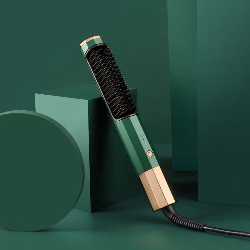image-Holly Green Hair Straightener Comb - Dual-Use, Adjustable Temp