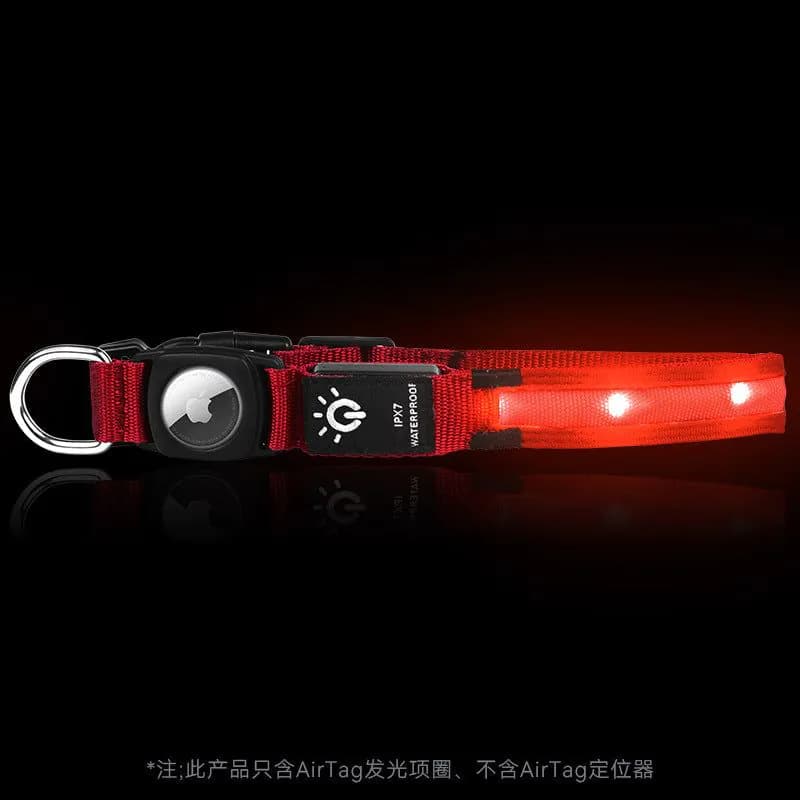 image-Hot selling airtag protective case positioning tracker case waterproof LED pet light-up collar protective case USB charging