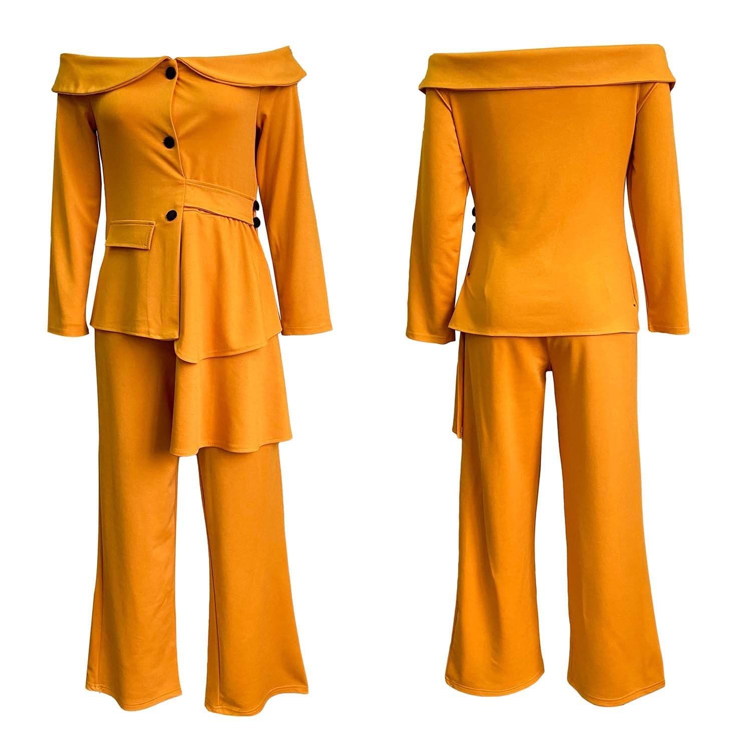 image-D3048M Amazon cross-border new European and beautiful women fashion temperament commuter suit trouser suit Africa two-piece suit