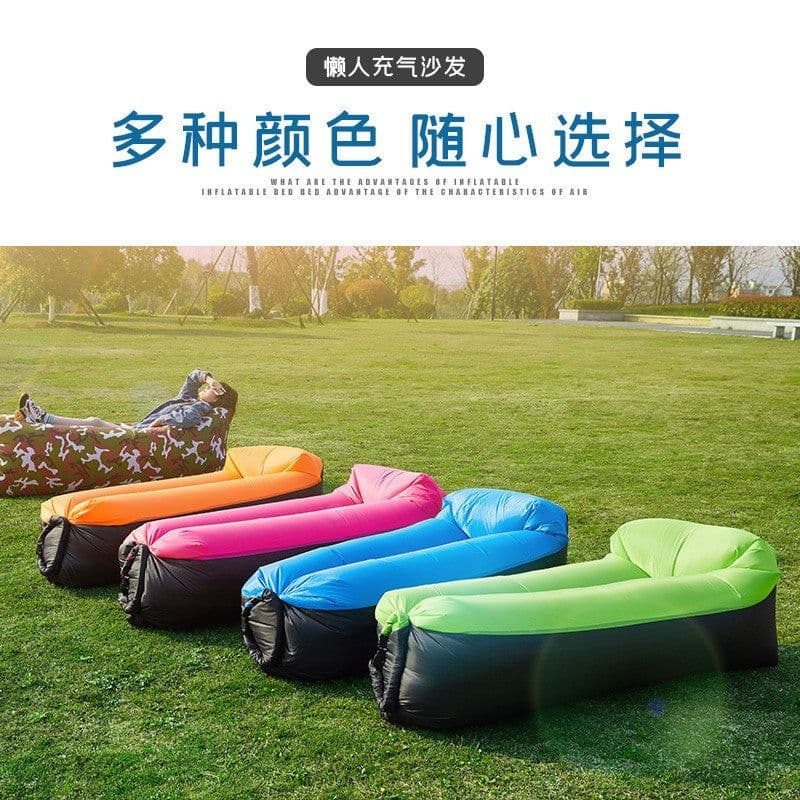 image-Inflatable Red Beach Sofa Air Bed Single Deck Portable Camping Chair (57 characters)