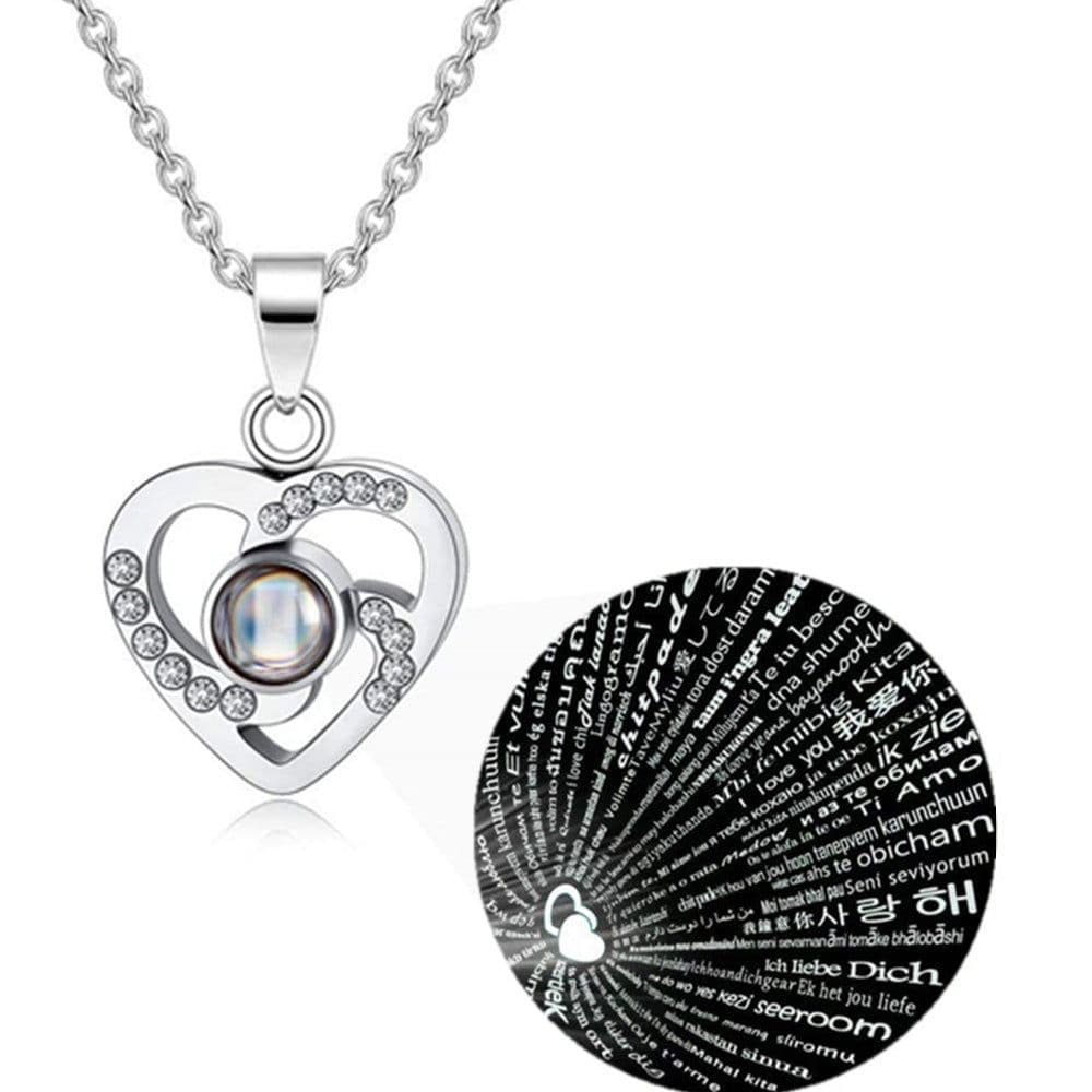 image-I Love You Projection Necklace - Titanium Steel Rose Gold