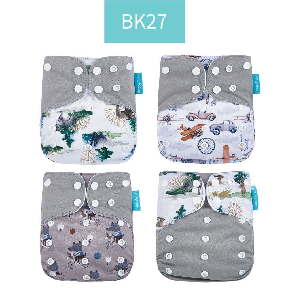 image-Happyflute 4-Pack Washable Training Pants - Waterproof Diapers for Infants 1-3 Years Old