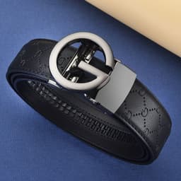 image-Men's Leather Belt Automatic Buckle GG Gun-CC