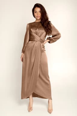 image-Solid Color Satin Tunic Dress XXL Black - 2022 Europe Style