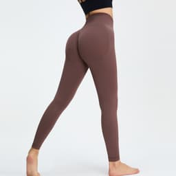 image-High Waist Yoga Leggings - Nude Spandex Fitness Pants XL
