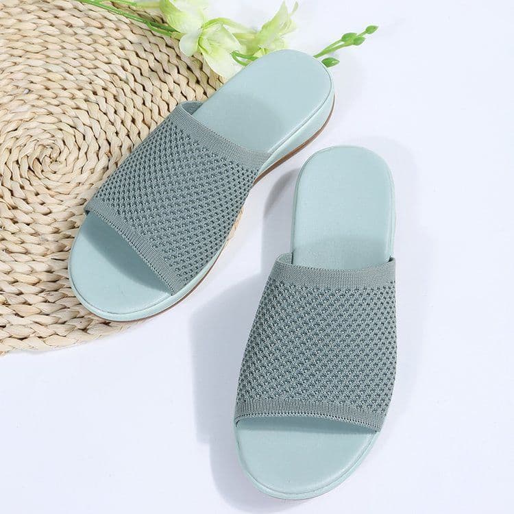 image-Wish independent station sandals 2022 spring and summer new knitted thick bottom 36-43 large size flat slippers women wholesale