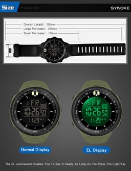 image-Men's Sports Watch - Army Green, 50m Waterproof, Luminous, Large Screen