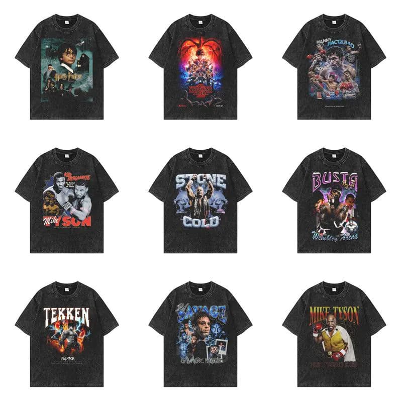 image-Men's Oversized T-Shirt - Retro Washed Cotton Crew Neck