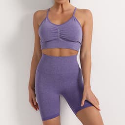 image-Yoga Suit Set - Green Spandex Leggings, Sports Bra, L Size
