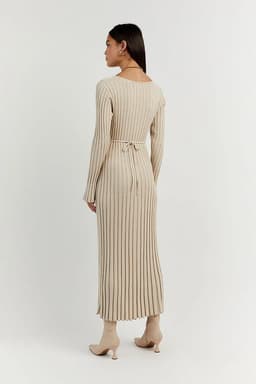 image-Knitted V-Neck Long Skirt for Women - 2023 Slim Fit
