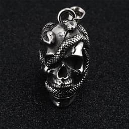 image-Titanium Steel Skull Snake Pendant Necklace