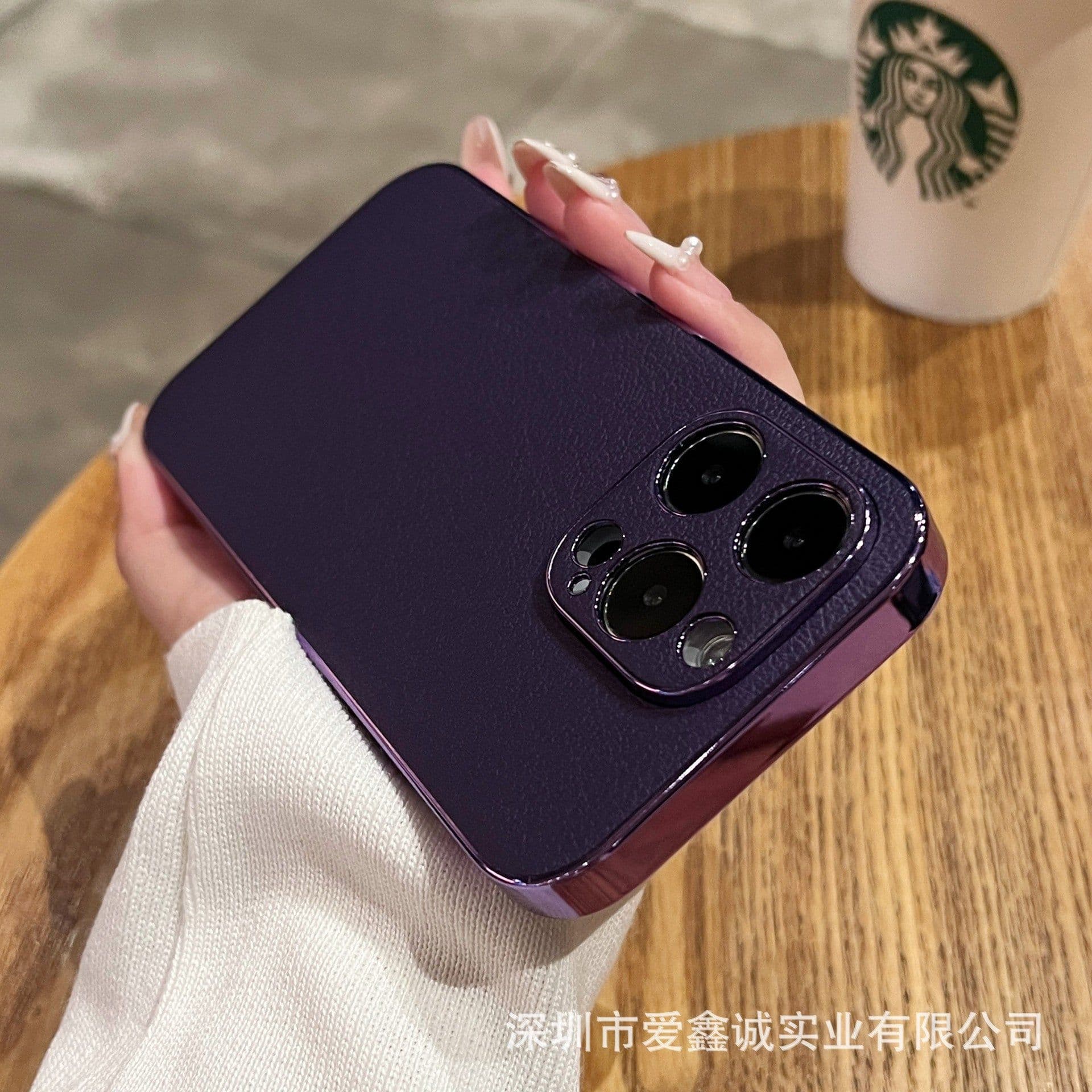 image-High-grade lychee grain leather is suitable for iPhone14promax mobile phone case Apple 13 electroplating all-inclusive protective cover 12