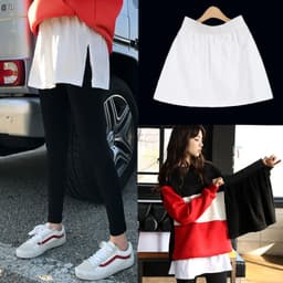 image-Sweatshirt women's base artifact butt curtain hem autumn and winter all-match cotton cloth inner wear layered buttocks cover half-length white skirt