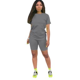 image-16-Color Solid-Color Sportswear Two-Piece Set Coffee XXL for Women